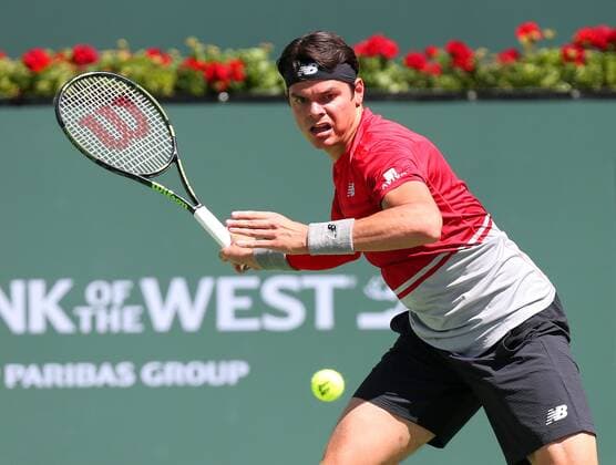 March 19, 2016: Milos Raonic of Canada in action against David Goffin of Belgium in the semi finals of the 2016 BNP Paribas Open at Indian Wells Tennis Garden in Indian Wells, California. TENNIS 2016: BNP Paribas Open MAR 19 - ZUMAcb8_