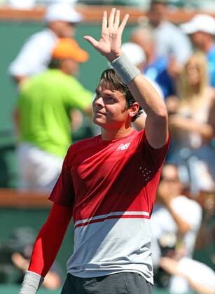 March 19, 2016: Milos Raonic of Canada celebrates after defeating David Goffin of Belgium in the semi finals of the 2016 BNP Paribas Open at Indian Wells Tennis Garden in Indian Wells, California. TENNIS 2016: BNP Paribas Open MAR 19 - ZUMAcb8_