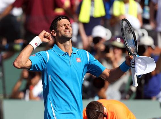 March 19, 2016: Novak Djokovic of Serbia celebrates after defeating Rafael Nadal of Spain in the semi finals of the 2016 BNP Paribas Open at Indian Wells Tennis Garden in Indian Wells, California. TENNIS 2016: BNP Paribas Open MAR 19 - ZUMAcb8_