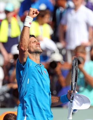 March 19, 2016: Novak Djokovic of Serbia celebrates after defeating Rafael Nadal of Spain in the semi finals of the 2016 BNP Paribas Open at Indian Wells Tennis Garden in Indian Wells, California. TENNIS 2016: BNP Paribas Open MAR 19 - ZUMAcb8_