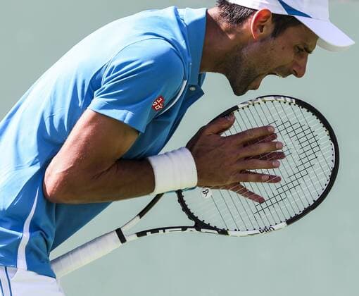 (160320) -- INDIAN WELLS, March 19, 2016 -- Novak Djokovic of Serbia celebrates during the men singles semifinal against Rafael Nadal of Spain at the BNP Paribas Open tennis tournament in Indian Wells, California in the United States, on March 19, 2016. Djokovic won 2-0. ) (SP)U.S.-CALIFORNIA ATP Tennis Herren BNP PARIBAS OPEN ZhaoxHanrong 