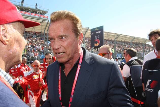 Australian Grand Prix, Melbourne 17 - 20 March 2016 20.03.2016 - Nikki Lauda (AU), Mercedes and Arnold Schwarzenegger (AU), Actor 