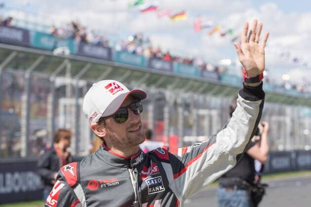 March 20, 2016: Romain Grosjean (FRA) 8 from the Haas F1 Team at the drivers parade prior to the 2016 Australian Formula One Grand Prix at Albert Park, Melbourne, Australia. Formula One 2016: Australia - Race - ZUMAc04_