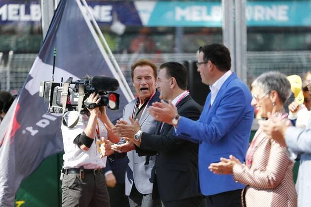 Motorsports: FIA Formula One World Championship WM Weltmeisterschaft 2016, Grand Prix of Australia, Arnold Schwarzenegger xHOCHxZWEIx
