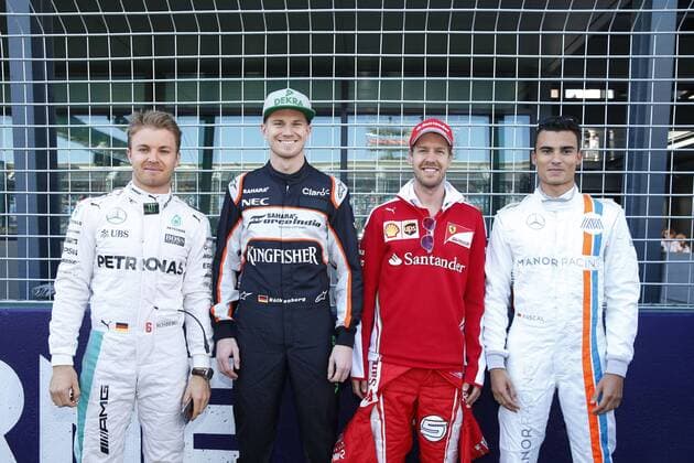 Motorsports: FIA Formula One World Championship WM Weltmeisterschaft 2016, Grand Prix of Australia, 6 Nico Rosberg (GER, Mercedes AMG Petronas Formula One Team), 27 Nico Hulkenberg (GER, Sahara Force India F1 Team), 5 Sebastian Vettel (GER, Scuderia Ferrari), 94 Pascal Wehrlein (GER, Manor Racing F1 Team), xHOCHxZWEIx