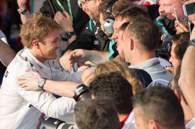 (160320) -- MELBOURNE, March 20, 2016 -- Mercedes AMG Petronas Formula One driver Nico Rosberg (L) of Germany celebrates after winning the Australian Formula One Grand Prix at the Albert Park in Melbourne, Australia, March 20, 2016. ) (SP)AUSTRALIA-MELBOURNE-F1-WINNER BaixXue 