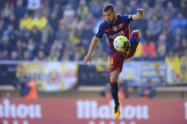 Jordi Alba during the match between Villarreal CF against FC Barcelona Barca week 30 of La Liga 2015 16 in Madrigal stadium, Villarreal, SPAIN - 2016 March 20.  xJosexBretonx xVillarrealx-xBarcelonax