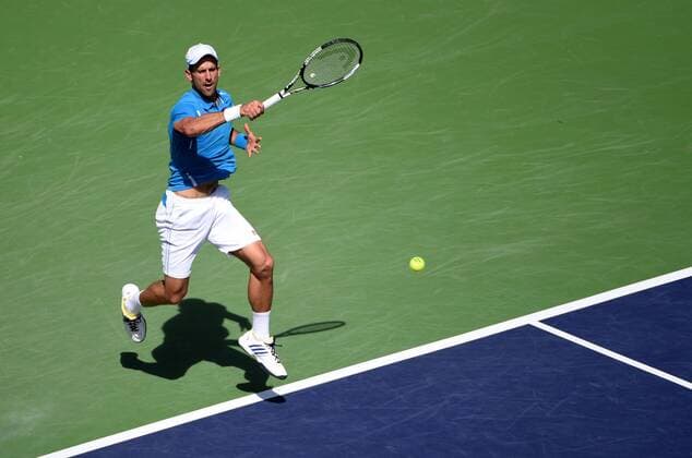 March 20, 2016: Novak Djokovic in action as he beats Milos Raonic of Canada in the ATP Tennis Herren Singles Final during the 2016 BNP Parisbas Open at Indian Wells Tennis Garden in Indian Wells, California TENNIS 2016: BNP Paribas Open MAR 20 - ZUMAcg3_
