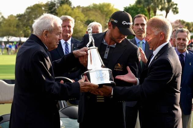 March 20, 2016: Jason Day and Arnold Palmer during the final round trophy celebration of the Arnold Palmer Invitational at Arnold Palmer s Bay Hill Club & Lodge in Orlando, Florida. (Photo by Mark Sims Icon Sportswire) GOLF: MAR 20 PGA Golf Herren - Arnold Palmer Invitational presented by MasterCard - Final Round Icon4031820160331 EDITORIAL USE ONLY