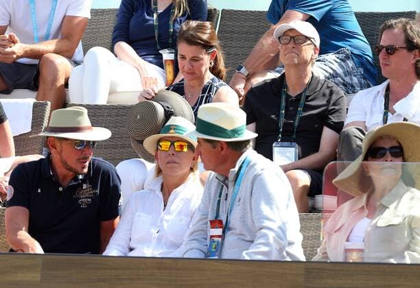 March 20, 2016: Larry Ellison, Former tennis player Martina Navratilova and Bill Gates in attendance for the match between Novak Djokovic of Serbia and Milos Raonic of Canada during the mens final of the 2016 BNP Paribas Open at Indian Wells Tennis Garden in Indian Wells, California. TENNIS 2016: BNP Paribas Open MAR 20 - ZUMAcb8_