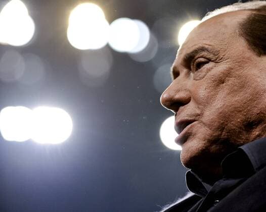 Italy : AC Milan versus SS Lazio match ended with draw score 1-1 Silvio Berlusconi, president of AC Milan, before the Serie A football match between AC Milan and SS Lazio at Giuseppe Meazza Stadium. AC Milan and SS Lazio got tie score of 1-1.  NicoloxCampo