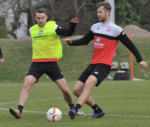 22.03.2016, xTKx, Fussball 1.Bundesliga, FSV MAINZ 05 Training, emspor, v.l. Christian Clemens (Mainz 05) , Alexander Hack (Mainz 05) ,