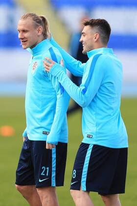 Fußball, Training Nationalteam Kroatien Training session of Croatia Football team ahead of their friendly match against Israel 22.03.2016., Osijek, Croatia - Croatian national football team held a training session on stadium Gradski vrt (City Garden). Croatia will play a friendly match against Israel in Osijek on 23 March 2016. Domagoj Vida, Mateo Kovacic.  DavorxJavorovic PIXSELL