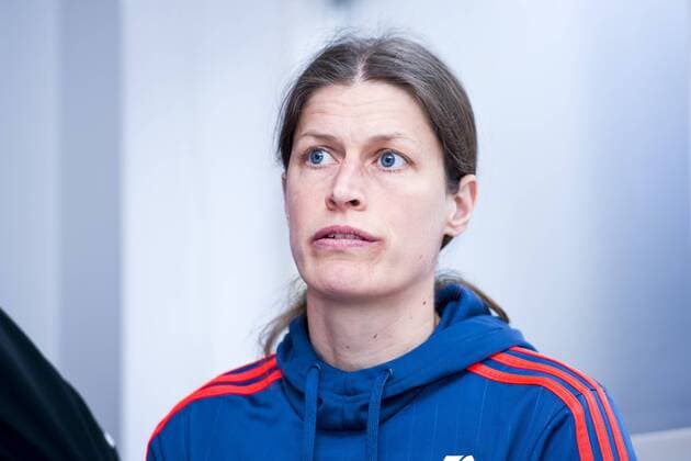 Fußball, Damen, Champions League, PK 1. FFC Frankfurt 160322 Frankfurts Kerstin Garefrekes under en presskonferens inför matchen mot Frankfurt i damernas Champions League 22 mars 2016 i Malmö.  Copyright: LUDVIGxTHUNMAN BB160322LT020