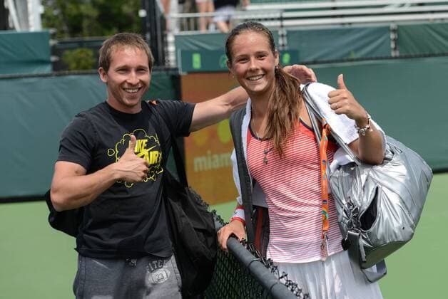 March 22, 2016 - Miami, Florida, United States - DARIA KASATKINA of Russia and one of her team pose for a photo after she won her match vs. K. Bondarenko at the Miami Open Tennis 2016 - Miami Open - Day 2 - ZUMAl132
