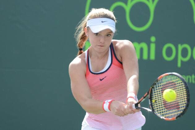 March 22, 2016 - Miami, Florida, United States - KATIE SWAN of Great Britain in action in her match vs. S. Crawford at the Miami Open Tennis 2016 - Miami Open - Day 2 - ZUMAl132