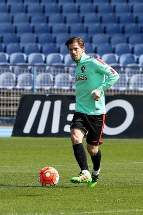 March 22, 2016 - Lisbon, Portugal - Portugal s soccer midfielder Adrien Silva during a practice session at the Restelo stadium in Lisbon, Portugal on March 22, 2016, ahead of the friendly matches against Bulgaria on March 25 and with Belgium on March 29 in preparation for the Euro 2016 in France. Portugal s Soccer Team training  - ZUMAn230