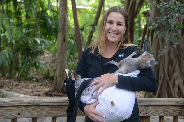 March 22, 2016 - Miami, Florida, United States - BELINDA BENCIC poses for a picture at the Jungle Island zoological Park in Miami Florida Tennis 2016 - Miami Open - Day 2 - ZUMAl132