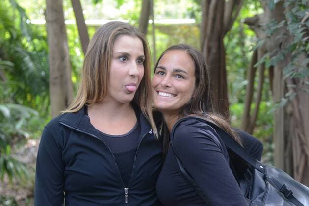March 22, 2016 - Miami, Florida, United States - BELINDA BENCIC (left) and MONICA PUIG pose for a picture at the Jungle Island zoological Park in Miami Florida Tennis 2016 - Miami Open - Day 2 - ZUMAl132