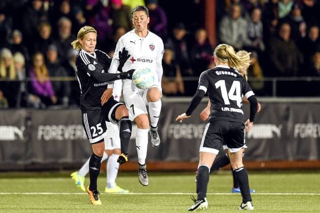 160323 Saskia Bartusiak , Sara Björk Gunnarsdottir FC Rosengard vs 1. FFC Frankfurt in Malmö  Copyright: PETTERxARVIDSON BB160323PA014