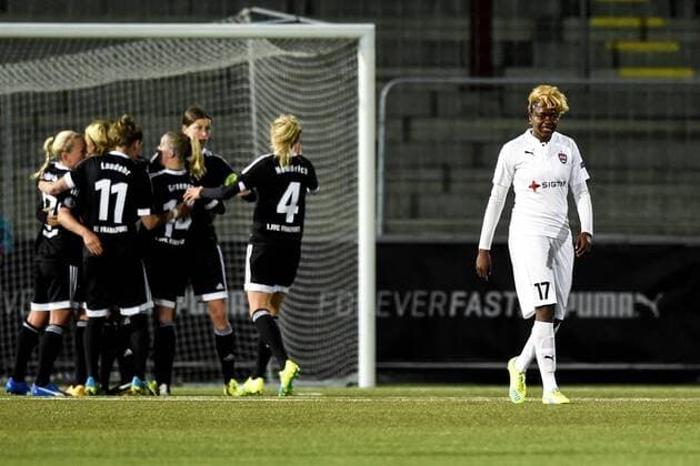 Fußball, Damen, Champions League, FC Rosengard - 1. FFC Frankfurt 160323 Dzsenifer Marozsan 0-1 , Gaelle Enganamouit FC Rosengard vs 1. FFC Frankfurt in Malmö  Copyright: PETTERxARVIDSON BB160323PA025