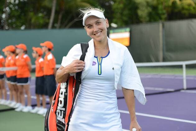March 23, 2016 - Miami, Florida, United States - ELENA VESNINA poses for a picture after winning her match vs. J. Cepelova at the Miami Open. Tennis 2016 - Miami Open - Day 3 - ZUMAl132
