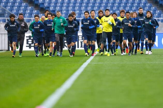 Fußball, WM-Quali, Training Nationalteam Japan Japan team group Mannschaftsbild Totale (JPN), MARCH 23, 2016 - Football Soccer : Japan training session ahead of the FIFA World Cup WM Weltmeisterschaft Fussball Russia 2018 Asian Qualifier Second Round match agansit Afghanistan at Saitama Stadium 2002 in Saitama, Japan. Noxthirdxpartyxsales  (ipha019872)