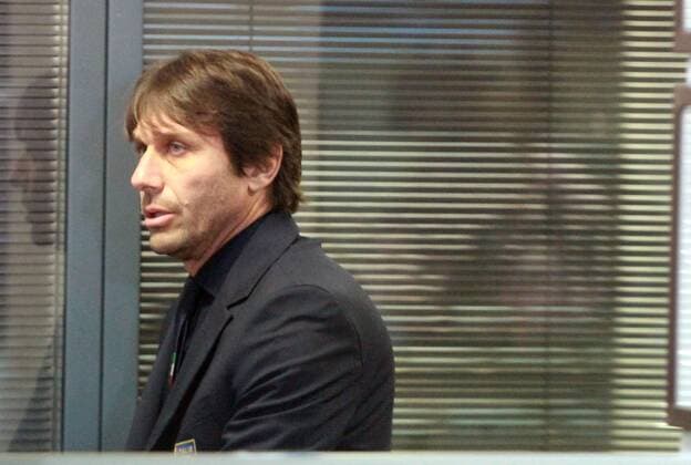 Fußball, PK Nationalteam Italien in Udine Italy : press conference PK Pressekonferenz of Spain and Italy football friendly match Italy s Head Coach Antonio Conte arrived at press room to attends press conference  AndreaxSpinelli