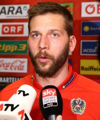 Fußball, Nationalteam Österreich PK SOCCER - AUT vs ALB, test match, preview STEGERSBACH,AUSTRIA,24.MAR.16 - SOCCER - OEFB international match Länderspiel Austria vs Albania, friendly match, preview, mixed zone team AUT. Image shows Guido Burgstaller (AUT). Keywords: press conference PK Pressekonferenz GEPAxpictures xChristianxOrt