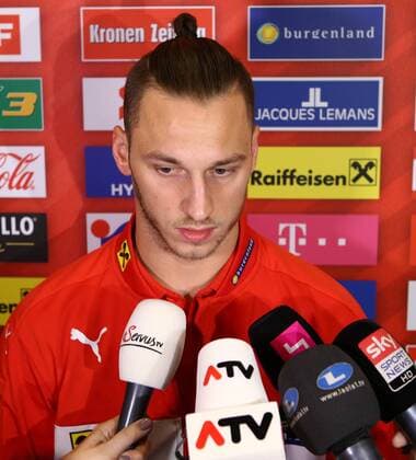 Fußball, Nationalteam Österreich PK SOCCER - AUT vs ALB, test match, preview STEGERSBACH,AUSTRIA,24.MAR.16 - SOCCER - OEFB international match Länderspiel Austria vs Albania, friendly match, preview, mixed zone team AUT. Image shows Marko Arnautovic (AUT). Keywords: press conference PK Pressekonferenz GEPAxpictures xChristianxOrt