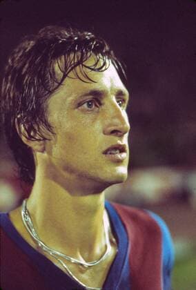Football - 1974 1975 European Cup - Round Two, Second Leg: Barcelona 3 (3) Feyenoord 0 (0) Barcelona s Johan Cruyff at the Camp Nou. 04 11 1974 