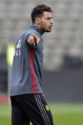 Fußball, Training Nationalteam Belgien Belgium s Nacer Chadli gestures during a training session of the Belgian national soccer team Red Devils, Thursday 24 March 2016 in Brussels. The Red Devils will play a friendly game in and against Portugal on 29 March, the match was moved due to safety concerns after the Brussels terrorists attacks. The game is a preparation for the upcoming Euro2016. PETERxDExVOECHT  x04820005x