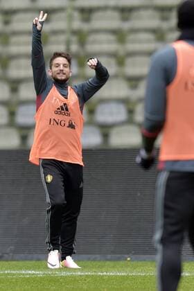 Fußball, Training Nationalteam Belgien Belgium s Dries Mertens pictured during a training session of the Belgian national soccer team Red Devils, Thursday 24 March 2016 in Brussels. The Red Devils will play a friendly game in and against Portugal on 29 March, the match was moved due to safety concerns after the Brussels terrorists attacks. The game is a preparation for the upcoming Euro2016. PETERxDExVOECHT  x04819990x