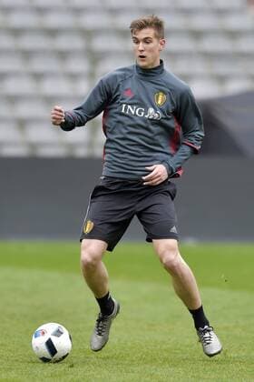Belgium s Bjorn Engels pictured in action during a training session of the Belgian national soccer team Red Devils, Thursday 24 March 2016 in Brussels. The Red Devils will play a friendly game in and against Portugal on 29 March, the match was moved due to safety concerns after the Brussels terrorists attacks. The game is a preparation for the upcoming Euro2016. PETERxDExVOECHT  x04819966x