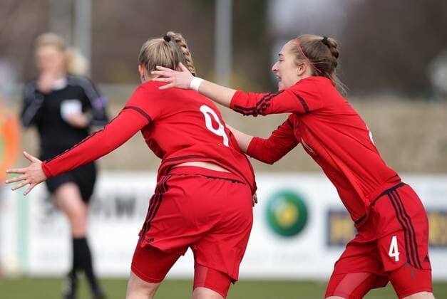 SOCCER - UEFA U17 U 17 EURO quali women, AUT vs GER ROHRENDORF,AUSTRIA,24.MAR.16 - WOMEN SOCCER - UEFA Women s Under-17 championship, qualification, Elite round, OEFB international match Länderspiel Austria vs Germany. Image shows the rejoicing of Anna-Lena Stolze and Sophia Kleinherne (GER). GEPAxpictures xWalterxLuger
