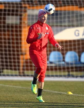 Fußball, Training Nationalteam Österreich SOCCER - AUT vs ALB, test match, preview STEGERSBACH,AUSTRIA,24.MAR.16 - SOCCER - OEFB international match Länderspiel Austria vs Albania, friendly match, preview, training team AUT. Image shows Marko Arnautovic (AUT). GEPAxpictures xChristianxOrt