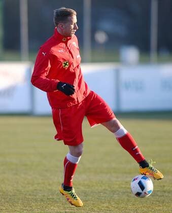Fußball, Training Nationalteam Österreich SOCCER - AUT vs ALB, test match, preview STEGERSBACH,AUSTRIA,24.MAR.16 - SOCCER - OEFB international match Länderspiel Austria vs Albania, friendly match, preview, training team AUT. Image shows Mark Janko (AUT). GEPAxpictures xChristianxOrt