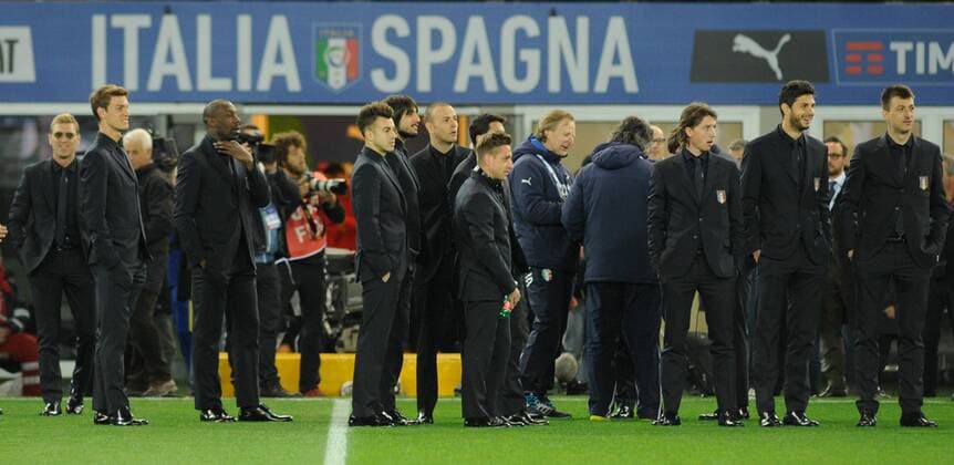 24.03.2016. Stadio Friuli, Udine, Italy. International Football friendly (Nationalmannschaft) Italy versus Spain. Entrance of Team Italy and Spain. Players and managers inspect the field. xActivaFotox  ActionPlus11721782