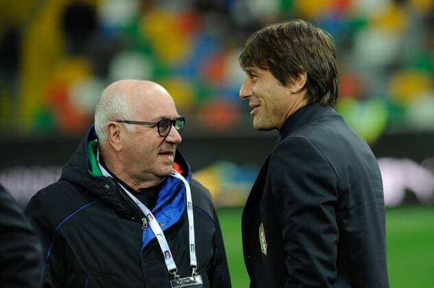 24.03.2016. Stadio Friuli, Udine, Italy. International Football friendly (Nationalmannschaft) Italy versus Spain. Carlo Tavecchio president of FIGC and Antonio Conte coach of Italy xActivaFotox  ActionPlus11721785