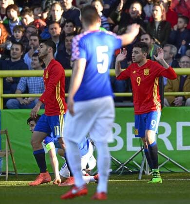 European Under-21 Championship (Nationalteam U21 U 21) qualification match played between Spain and Croatia. In this picture, Asensio and Munir. xVILLAGRAFICAx  FUTBOL