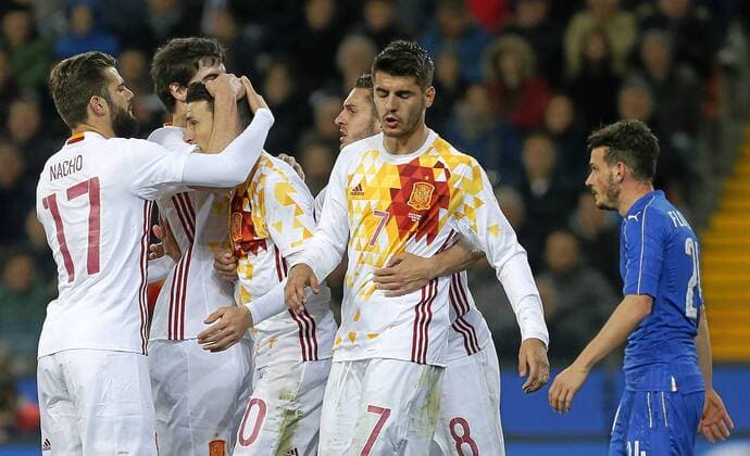 Frendly, Nationalmannschaft) match played between Italy and Spain. In this picture, Aduriz celebrates his goal. xPabloxGarciax 