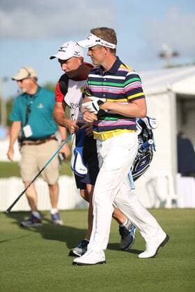 24 March 2016: Luke Donald walks off the first tee with his caddie the 1st Round of the Puerto Rico Open, at Coco Beach Golf & Country Club in Rio Grande, PR, USA. (Photo by Bradley Rex Icon Sportswire) GOLF: MAR 24 PGA Golf Herren - Puerto Rico Open - First Round Icon16032421 EDITORIAL USE ONLY