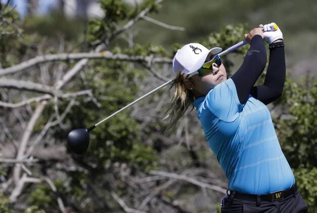 March 24, 2016: SooBin Kim tees off on the 8th hole during the first round of the Kia Classic at Aviara Golf Club in Carlsbad, California. LPGA Golf Damen 2016: Kia Classic MAR 24 - ZUMAc04_