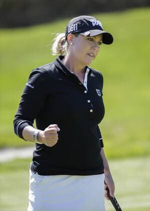 March 24, 2016: Cristie Kerr celebrates her putt on the 7th green during the first round of the Kia Classic at Aviara Golf Club in Carlsbad, California. LPGA Golf Damen 2016: Kia Classic MAR 24 - ZUMAc04_