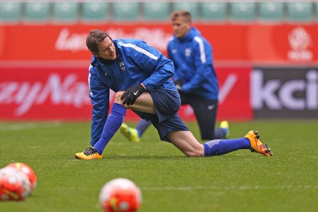 Fußball, Länderspiel, Training Nationalteam Norwegen 25.03.2016 WROCLAW Football FINLAND national team Nationalteam PRACTISE BEFORE FRIENDLY GAME - KASPAR HAMALAINEN  20160325CSLG0014