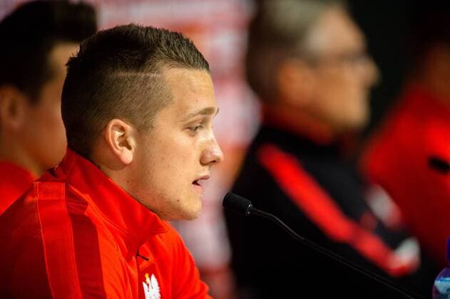 Fußball, Nationalteam Polen PK Polska Wroclaw 25.03.2016 Piotr Zielinski - press conference PK Pressekonferenz Poland --- Newspix.pl  160325_1SB7426