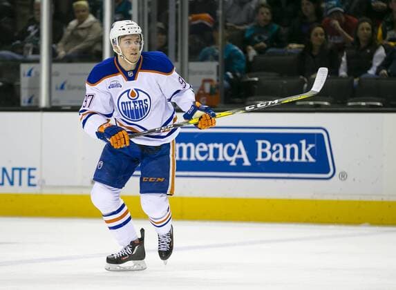 March 24, 2016: Edmonton Oilers center Connor McDavid (97) in action during the NHL Eishockey Herren USA hockey game between the Edmonton Oilers and the San Jose Sharks at the SAP Center in San Jose, CA. The Sharks lost to the Oilers 6-3. NHL 2016: Oilers vs Sharks MAR 24 - ZUMAct6_