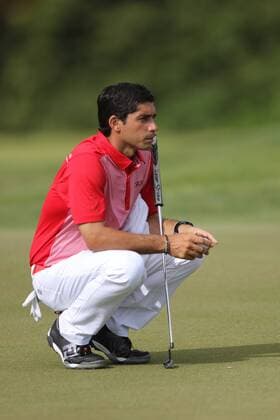 25 March 2016: Max Alverio checks a putt in the second Round of the Puerto Rico Open, in Rio Grande, PR (Photo by Bradley Rex Icon Sportswire) GOLF: MAR 25 PGA Golf Herren - Puerto Rico Open - Second Round Icon16032431 EDITORIAL USE ONLY
