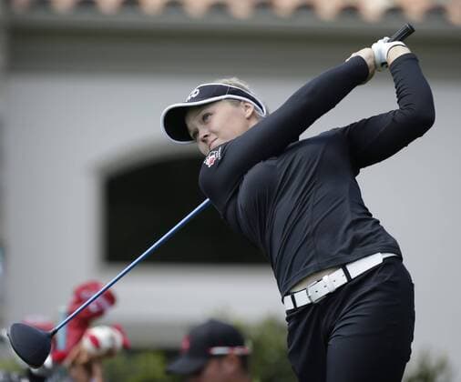 March 25, 2016: Brooke M. Henderson on the 7th tee box during the second round of the Kia Classic at Aviara Golf Club in Carlsbad, California. LPGA Golf Damen 2016: Kia Classic MAR 25 - ZUMAc04_