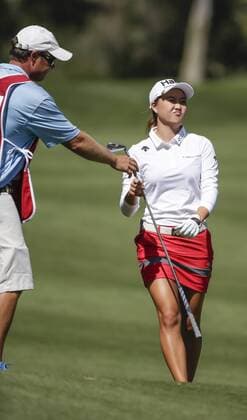 March 25, 2016: Minjee Lee shows her disgust as her ball goes into the water around the 8th green during the second round of the Kia Classic at Aviara Golf Club in Carlsbad, California. LPGA Golf Damen 2016: Kia Classic MAR 25 - ZUMAc04_